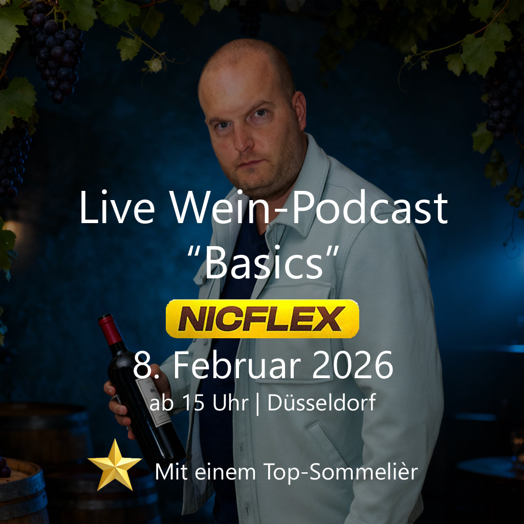 AUSVERKAUFT: NICFLEX Live Wein-Podcast „Basic“ am 8. Februar 2026 in Düsseldorf